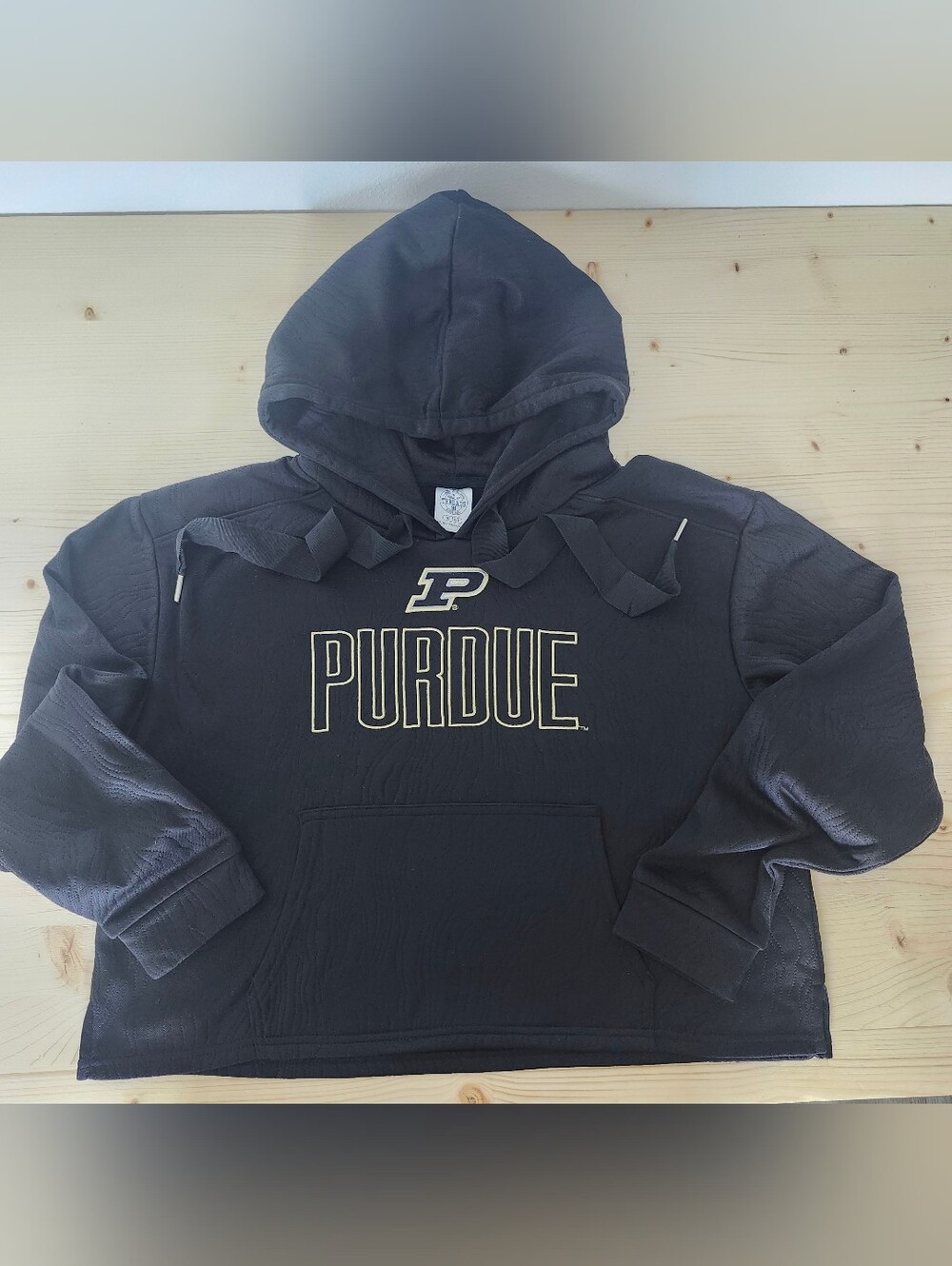 Purdue University Black Cropped Hoodie Loose Fit Women's M